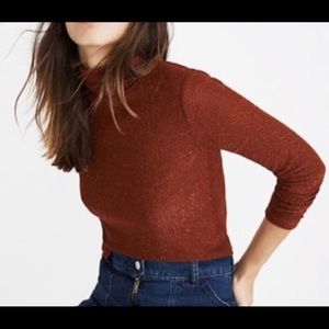 Madewell Rust Glitter Turtleneck _sizeXs